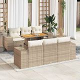 Maison Exclusive - Ensemble de meubles de jardin 7 pièces avec canapé et coussins, beige, en polyrotin