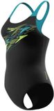 Speedo Medley Logo Medalist 1P Dames Sportbadpak - Zwart/Groen - Maat 38
