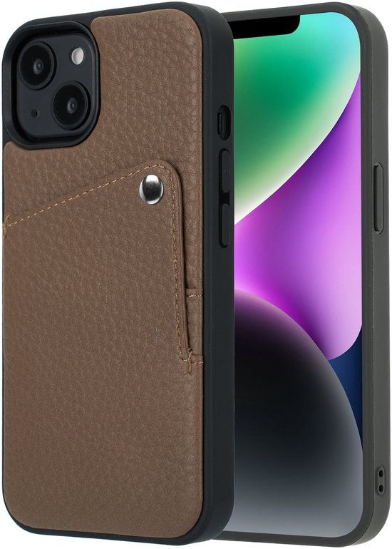 Selencia Hoesje - Geschikt voor Apple iPhone 14 / 13 - Backcover met Pashouder - Mocha Brown
