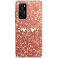 Huawei P40 Paillettes coeur bedrukt siliconen hoesje