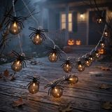 Guirlande lumineuse araignée d'Halloween, 3 mètres, 20 LED, lumière blanc chaud