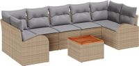 vidaXL Tuinbank - Set - 8-st - Beige en Lichtgrijs - Polyrattan