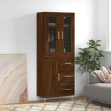 vidaXL Hoge kast bewerkt hout wit 69,5x34x180 cm