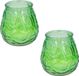 arti casa Set van 4x citronella lowboy tuin kaarsen in groen glas - 10 cm - 15 branduren