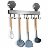 Ultiluxe Ophangbare Keukenorganizer - Ophangrek met 8 Haken en Zuignappen - Zwart