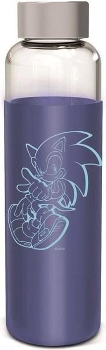 Anders Fles - STOR - Sonic - Glas met siliconen hoes - Herbruikbaar - 585 ml blauw