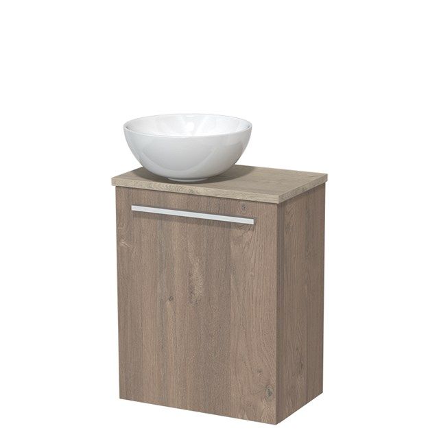 Maxaro Modulo Toiletmeubel - 41 cm - Middenbruin Eiken - Lichtgrijs Eiken Blad