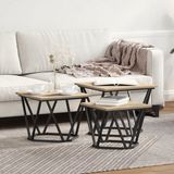 vidaXL Salontafel, 3 stuks, Sonoma-eikenhout, 50 x 50 x 40 cm