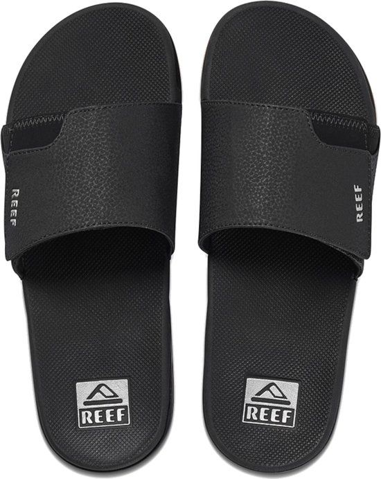 Reef Fanning Slide - Heren Slippers - Zwart/Zilver - Maat 47 - Slides - Lente/Zomer 2024