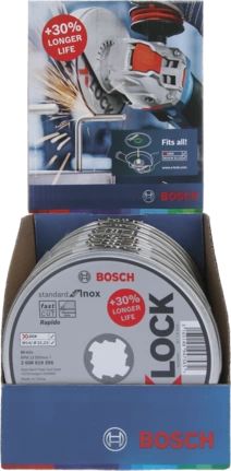 Bosch 2 608 619 266 X-LOCK Cutting Disc for Stainless Steel, 115mm Diameter, 1mm Thickness, 22.23mm Bore Size, 10 Pieces