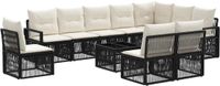 vidaXL - Tuinbank - Set - 11 - st - Zwart - poly - rattan