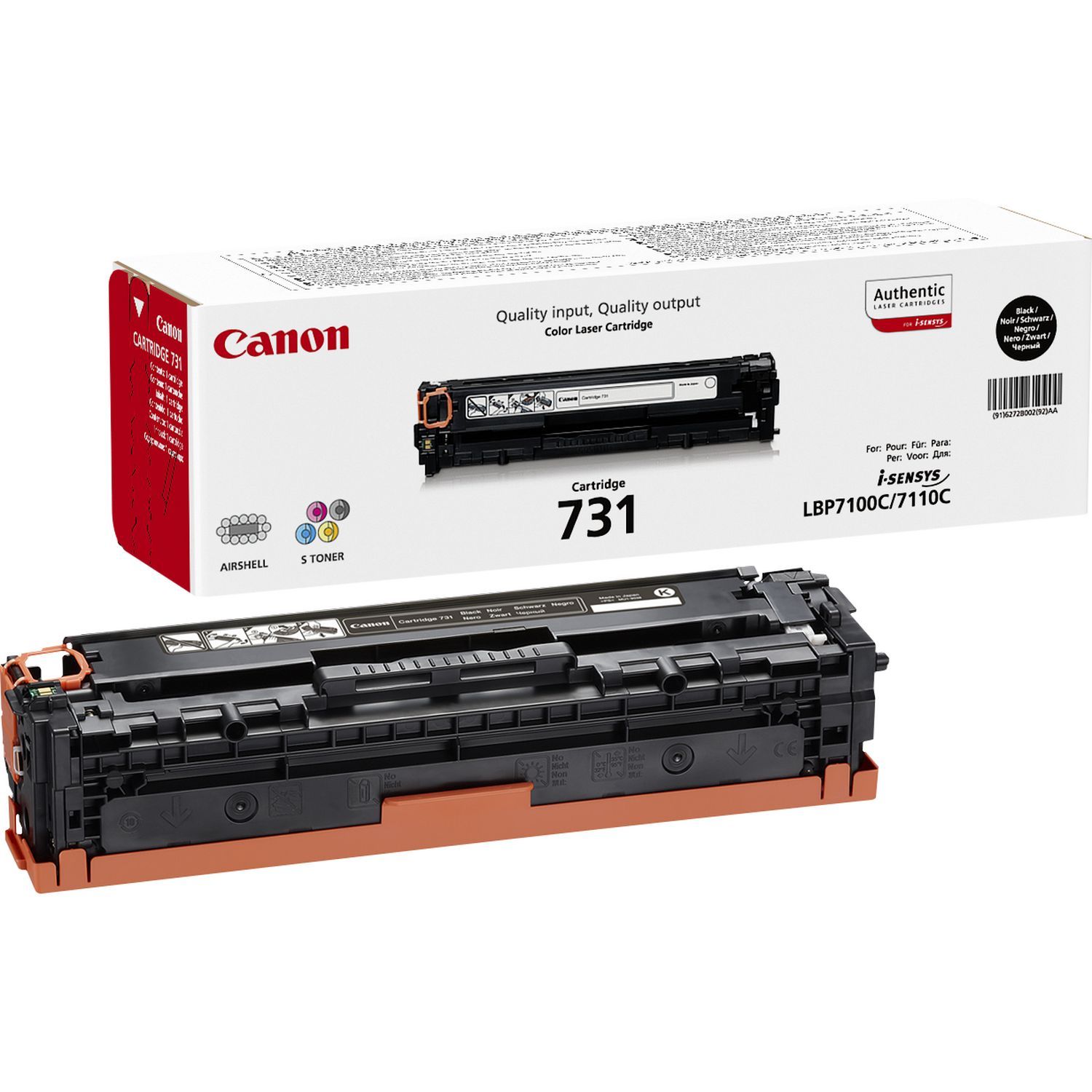 Canon 731 Zwart Toner Cartridge - 1400 Pagina's - i-SENSYS LBP7100CN/7110CW