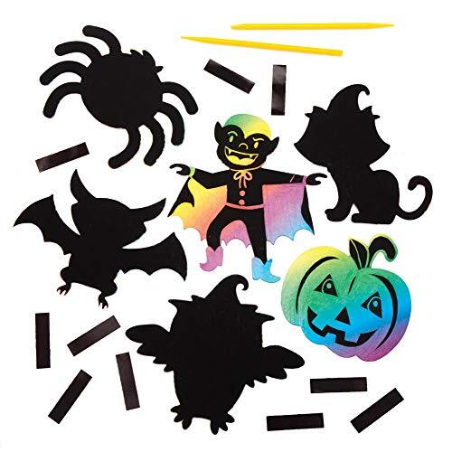 Baker Ross AW872 Halloween Scratch Magneet Craft, voor Kids Arts Producten, Decoraties en Ornamenten, Feestactiviteiten en meer (Pack van 10), diverse