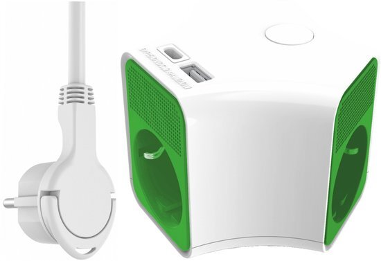 ELRO ES903 Cube Design Stekkerdoos 5-voudig met 1,5m snoer en schakelaar – 3x stopcontact + USB + USB-C – Kinderbeveiliging – randaarde stekker – max. 3680W – TÜV getest