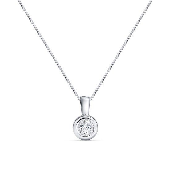 Miore - Witgoud Diamanten ketting Dames - Hanger - 14 Karaat Goud - 45 cm