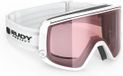 Rudy Project Spincut Lunettes de ski - Lentille panoramique, Protection UV-400, Blanc brillant
