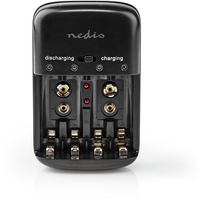 Nedis NiMH-Batterijlader AA / AAA - 4x AA/AAA/9V - Zwart