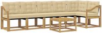 vidaXL Bank loungeset 6 zitplekken Wit en Beige Acacia Hout