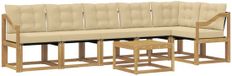 vidaXL Bank loungeset 6 zitplekken Wit en Beige Acacia Hout