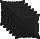 vidaXL - Housse de coussin - 6 pièces - BOIS - Noir - 50 x 50 cm - Imitation lin