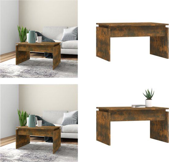 vidaXL Salontafel 68x50x38 cm bewerkt hout gerookt eikenkleurig