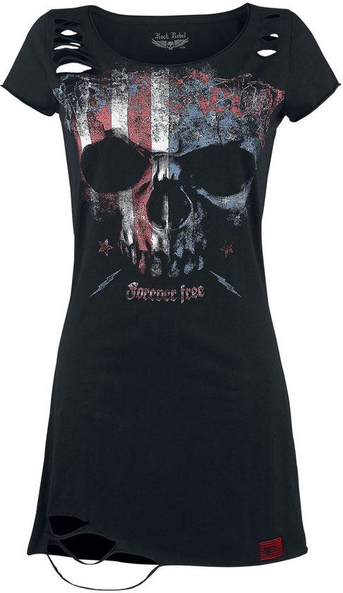 Rock Rebel by EMP Zwart kort jurkje met doodshoofdprint - Dames - M