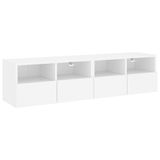 vidaXL meuble TV et centre de divertissement 100x30x30 cm bois traité blanc