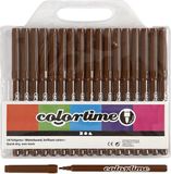 Colortime Viltstift, 2 mm, bruin, 18 stuks.
