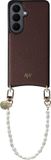 AVY Leren Hoesje Geschikt voor Samsung Galaxy S26 Plus | Compatibel met MagSafe | Leather Case met Telefoonkoord | Polsband | Chocolate | Perla Chic