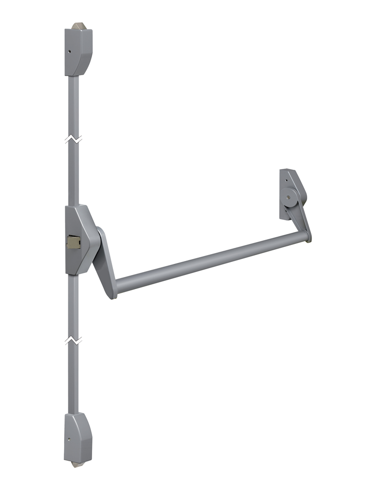 Lips FLAT101M Paniekopener Freedom Line model T | met duwstang | 2 - 3 sluitpunten met nachtschootblokkering | 1160mm kleur rood/zilvergrijs