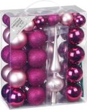 Inge-glas Inge Christmas Goods Kerstballen - 47st - kunststof mix roze 4-6cm