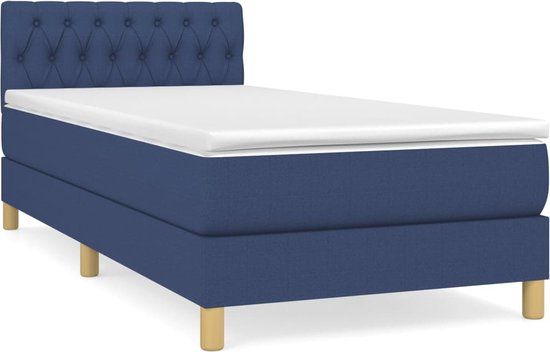 vidaXL Boxspring met matras stof blauw 80x200 cm