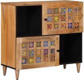 vidaXL Dressoir met opslag Naturel 80 x 33 x 75 cm Massief Mango Hout