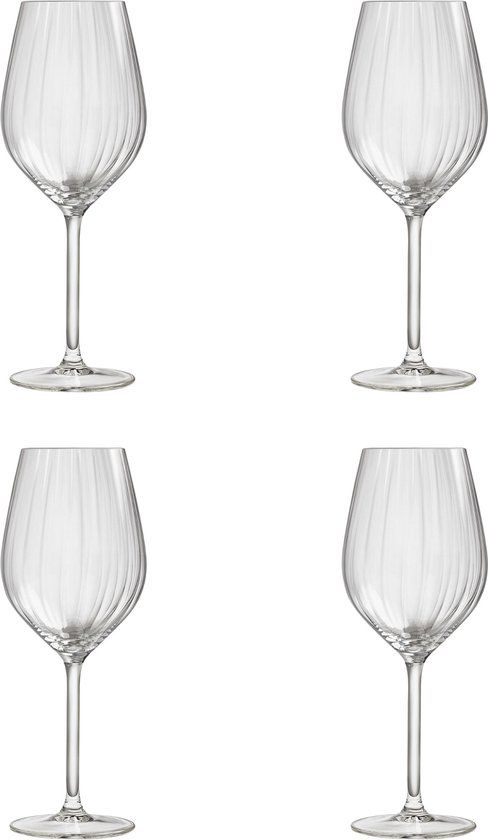 Royal Leerdam Plissé Wine Glazen – Set van 4 – 500 ml – Wittewijnglas – Transparant – Glas