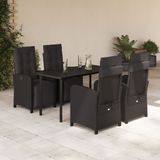 Maison Exclusive - Ensemble de jardin 5 pièces avec coussins, noir, en polyrotin