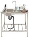 Évier autoportant en acier inoxydable avec robinet 75 x 40 cm