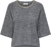 JDY Jacqueline de Yong Trui Jdyalva Life 3/4 Embellish Pull Knt 15368681 Dark Grey Melan/w. Gold Em Dames Maat - XXL