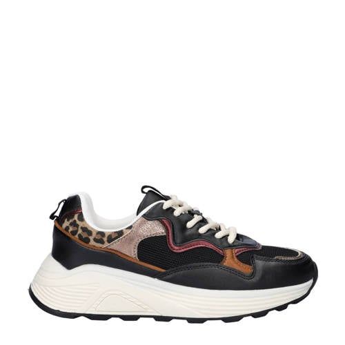 Nelson chunky sneakers zwart/goud/panter