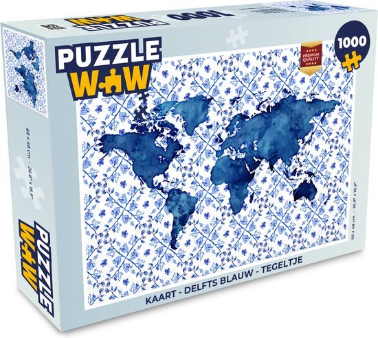 MuchoWow Puzzel Kaart - Delfts blauw - Tegeltje - Legpuzzel - Puzzel 1000 stukjes volwassenen