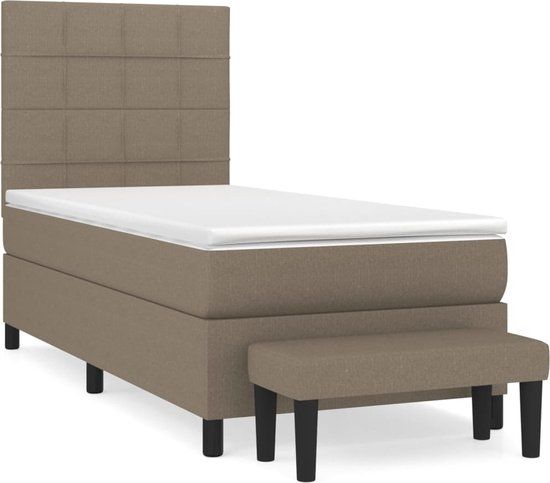 vidaXL Boxspring met matras stof taupe 100x200 cm
