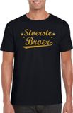 Bellatio Decorations Shoppartners Bv Stoerste broer cadeau t-shirt met gouden glitters op zwart heren - kado shirt voor broers S