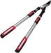 Merkloos / Sans marque Tweehandige telescopische tuinschaar, uittrekbare aluminium handgreep van 62 tot 97 cm, bypass-snit, snijcapaciteit 38 mm - rood en zwart