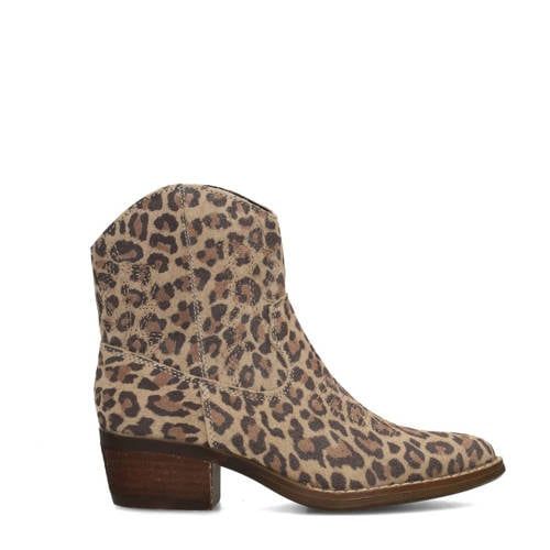 Poelman cowboylaarzen met panterprint bruin