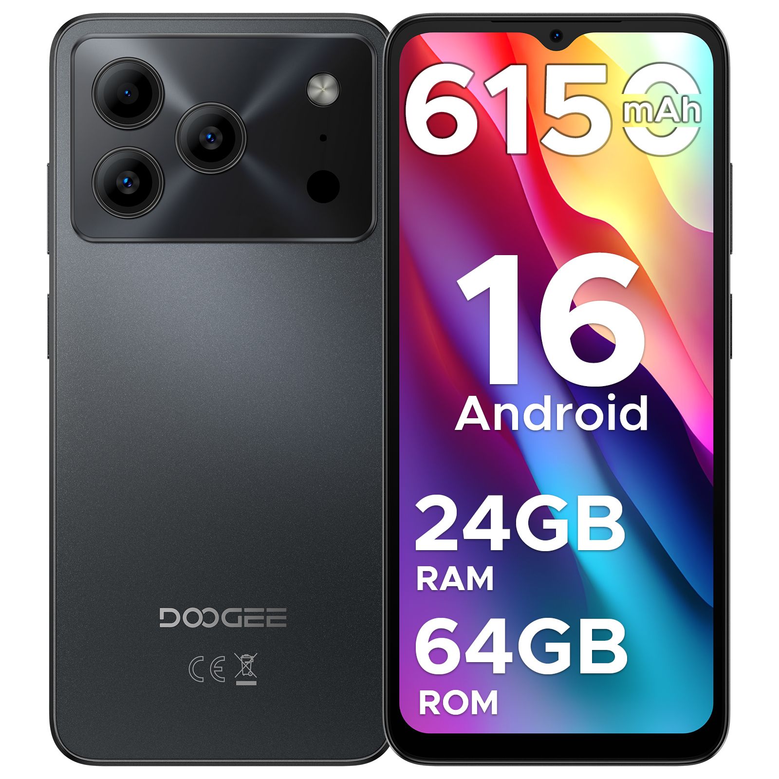 DOOGEE Globale versie DOOGEE Note 56 Smartphone Android 16 6150mAh Grote Batterij 6.56'' 90Hz Scherm 24GB 64GB 8MP Camera Mobiele Telefoon