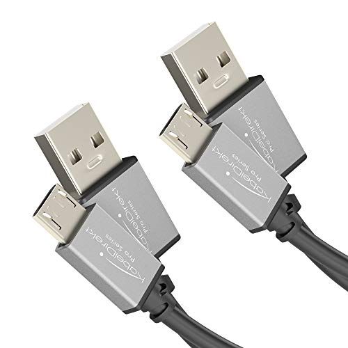 KabelDirekt – Micro USB 2.0 kabel – 2 x 1 m – (High Speed data- en oplaadkabel, geschikt voor smartphones en tablets met micro-USB, zwart/space grey) – PRO Series