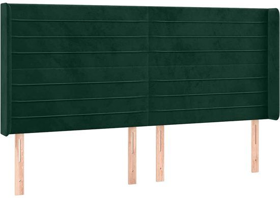 VidaXL Hoofdeind & Voeteind Donkergroen 163x16x118/128 cm Polyester, Hout