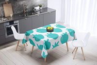 Bonamaison Tafelkleed, Anti-Mold, Sneldrogend, Waterdicht, 100% Polyester Tafellaken, Turkoois, wit, 140 x 140 Cm