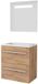 Basic Line Economic 39 Badkamermeubelset - Ondiep - 60 x 39 cm - Met Grepen - 2 Lades - Acryl Wastafel - 1 Kraangat - Spiegel met LED Verlichting - Whisky Oak