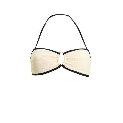 Seafolly Beach Bound voorgevormde strapless bandeau bikinitop ecru/zwart