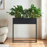 en.casa Plantenstandaard Joensuu 80x80x25 cm staal zwart